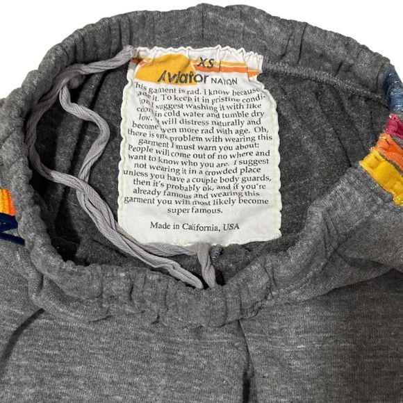 SOLD !Aviator Nation Heather Gray/ Classic 5 Stripe Jogger Sweatpants , XS - Picture 4 of 14